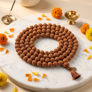 Original 5 Mukhi Rudraksha Japa Mala (8mm, 108+1 Beads) - Energized